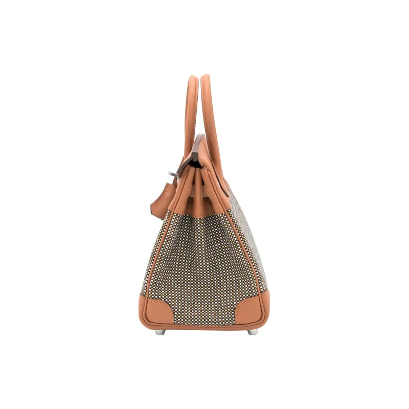 HERMES Birkin Canvas With Swift Leather Birkin Bag Handbags Women's Gold Brown-1