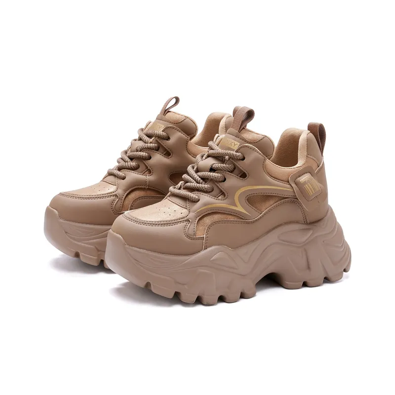 BAIJIHONG Slip Resistant, Abrasion Resistant, Lightweight, Height Increasing Low Top Chunky Sneakers 8cm Women's-1