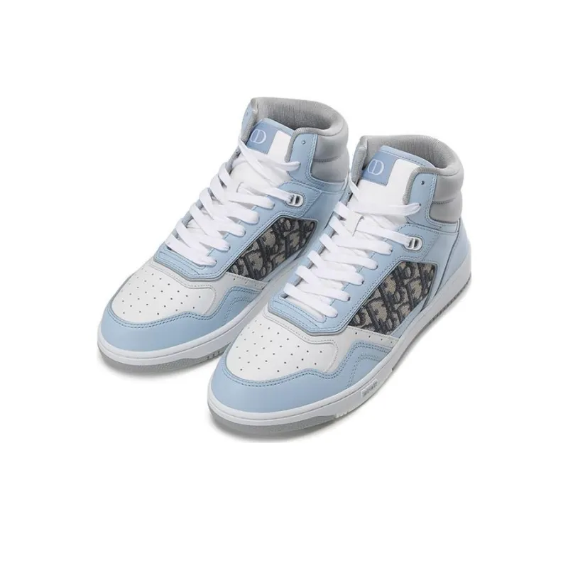 DIOR B27 High Top Stylish Skateboarding Shoes Men's Light Blue-2