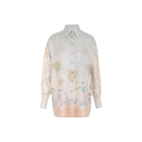 Zimmermann Sensory Dancer-print Spliced Shirt