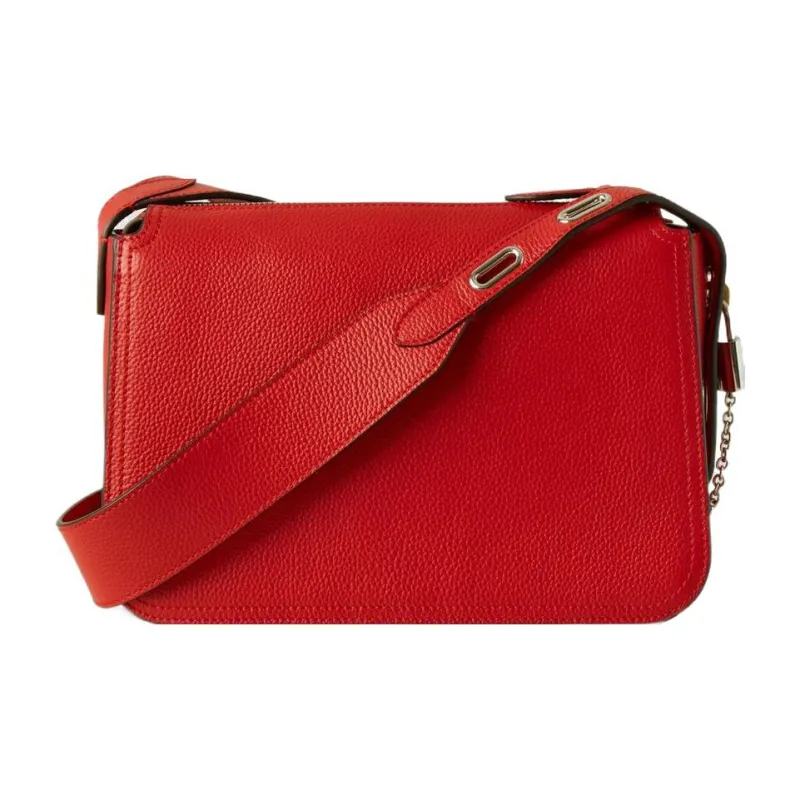 Mulberry Cow Leather Crossbody Bag Shoulder Bag Women's Red-2