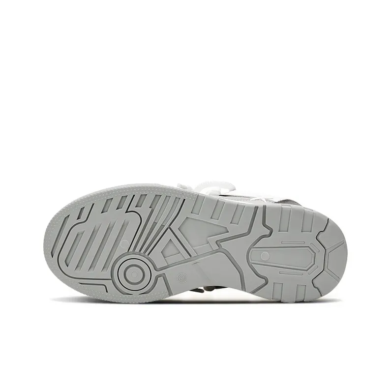 KARLIE KELLER Lightweight Water Resistant Slip Resistant Wear Resistant Low Top Skateboard Shoes Men's White Gray-5