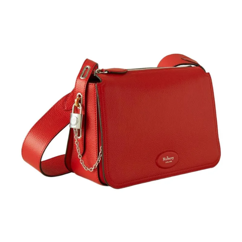 Mulberry Cow Leather Crossbody Bag Shoulder Bag Women's Red-1