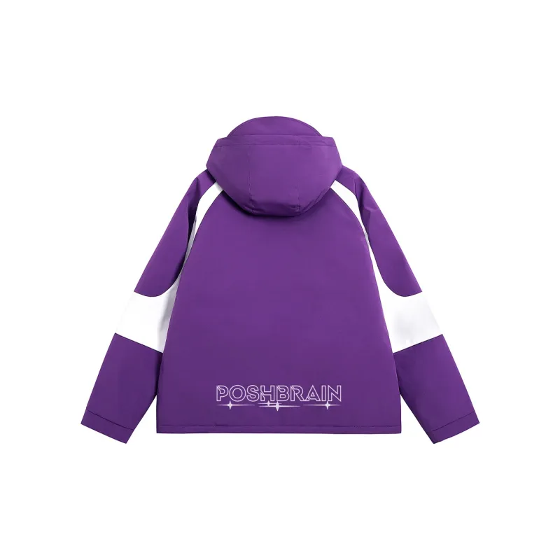 Poshbrain Puffer Jacket Unisex White/Black/Purple-13