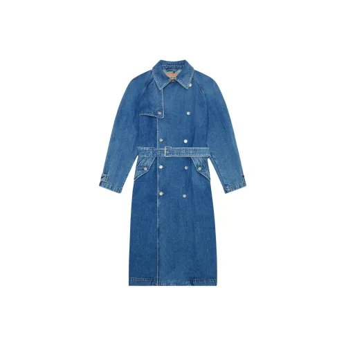 DIESEL Trench Coats Men Denim Blue