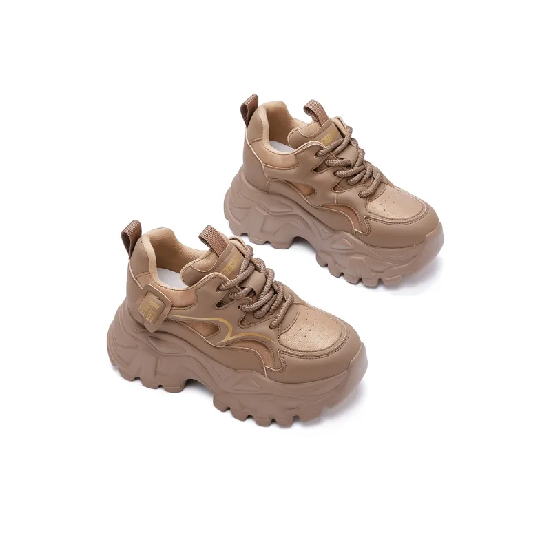 BAIJIHONG Slip Resistant, Abrasion Resistant, Lightweight, Height Increasing Low Top Chunky Sneakers 8cm Women's-2