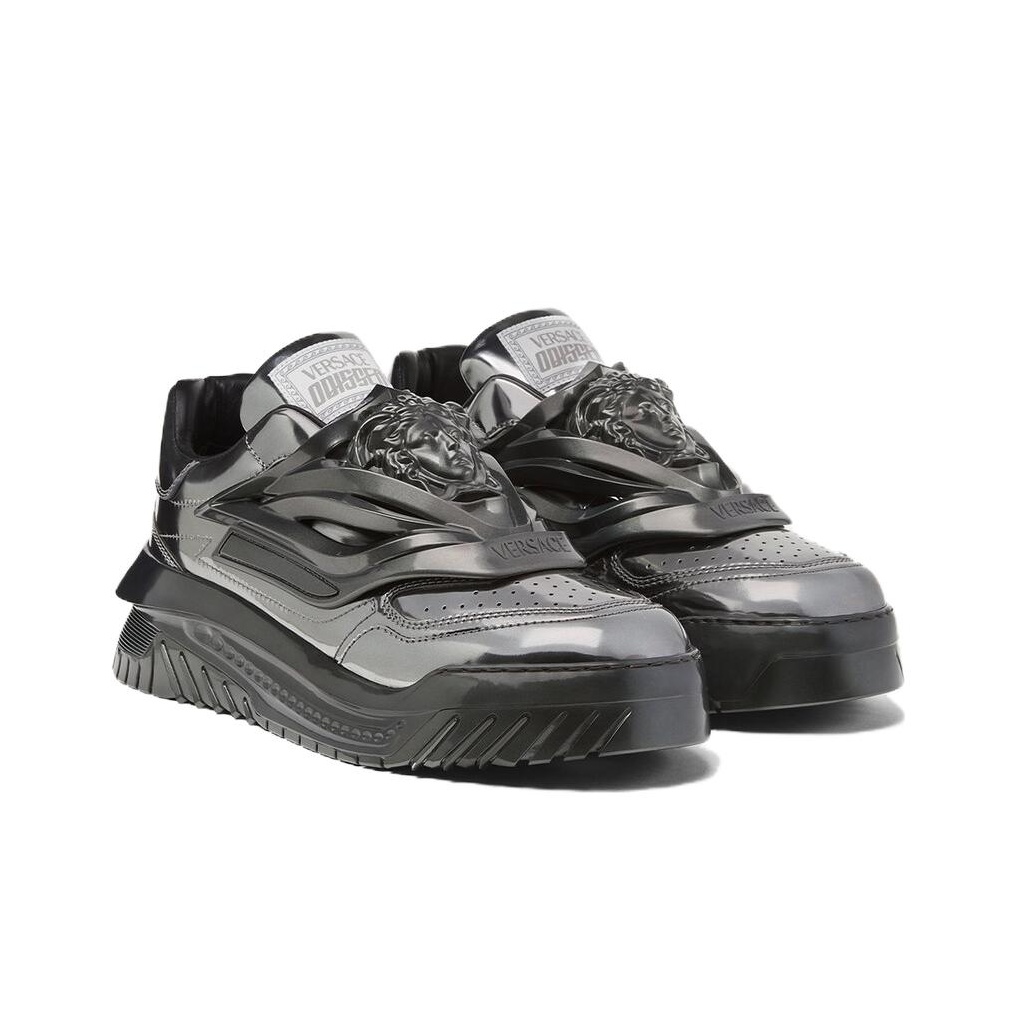 VERSACE Odissea Caged Rubber Medusa Sneaker Metallic Grey
