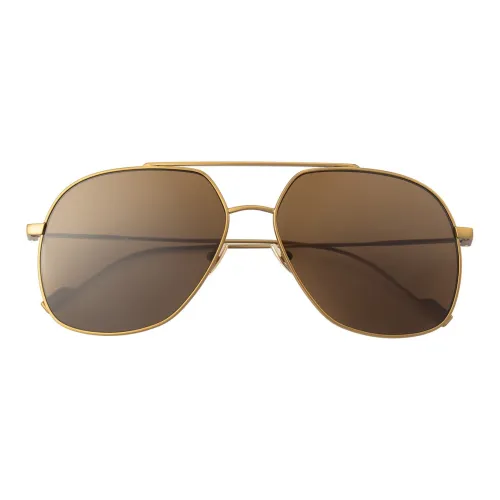 SAINT LAURENT Titanium Aviator Sunglasses Unisex Brown