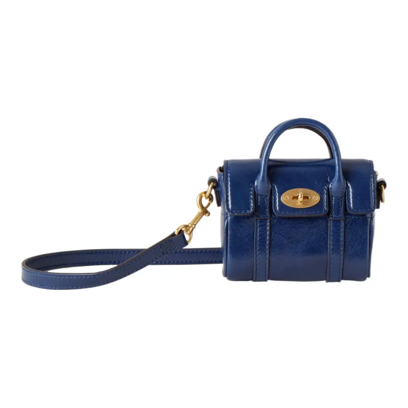 Mulberry Bayswater Smooth Shiny Leather Shoulder Bag Crossbody Bag Handbag Extra Mini Women's Gemstone Blue-0