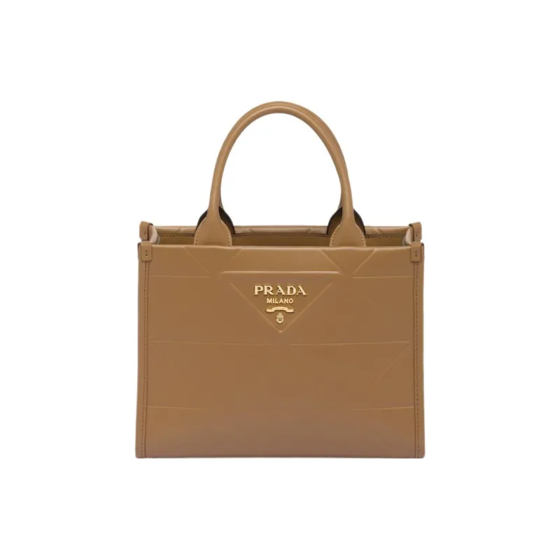 PRADA Symbole Leather Shoulder Bag Crossbody Bag Handbag Mini Women's Caramel-0