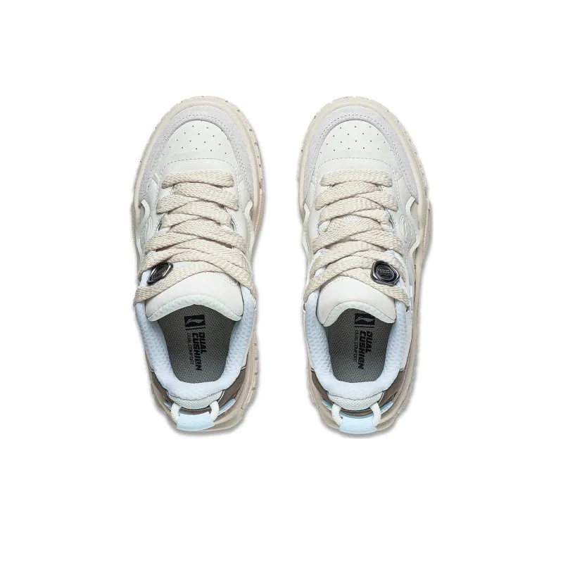 LiNing 001 UNBLOCK Unblock Cushioning Wear Resistant Low Top Casual Shoes Women's Beige White Brown-3