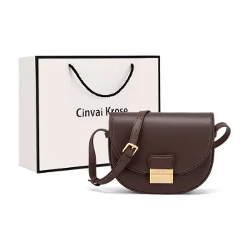 Simvay Clos Cow Leather With Ultra-Fine Shoulder Bag Crossbody Bag Saddle Bag Small Size Women's Saddle Brown