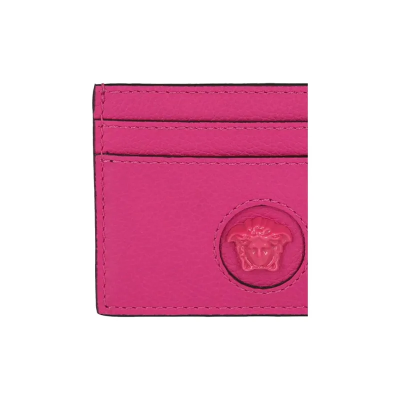 VERSACE La Medusa Cow Leather Card Holder Women's Fuchsia-2