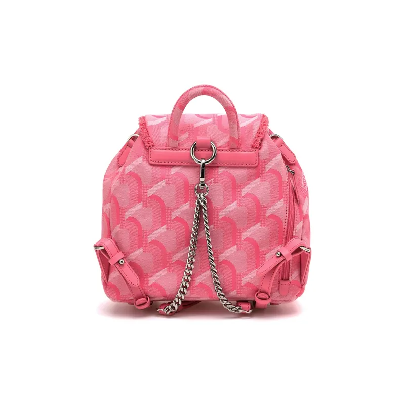 ROSA.K Leather With Denim Handbag, Backpack, Backpack Medium Size Unisex Denim Blue/Black/Pink-15