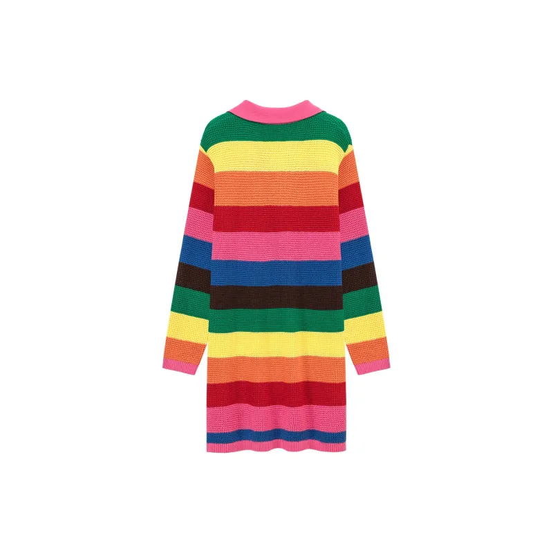CHUU Long Sleeved Dresses Women's Rainbow Stripes-1