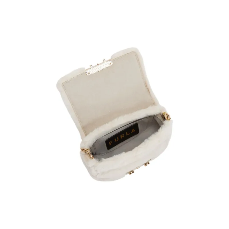 Furla Metropolis Collection Polyester With Leather Shoulder Bag Crossbody Bag Mini Women's White-3