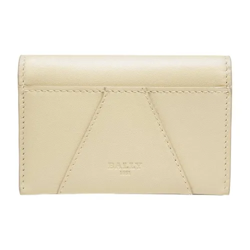 BALLY Calfskin Coin Purse Wallets Card Holders Women's Beige