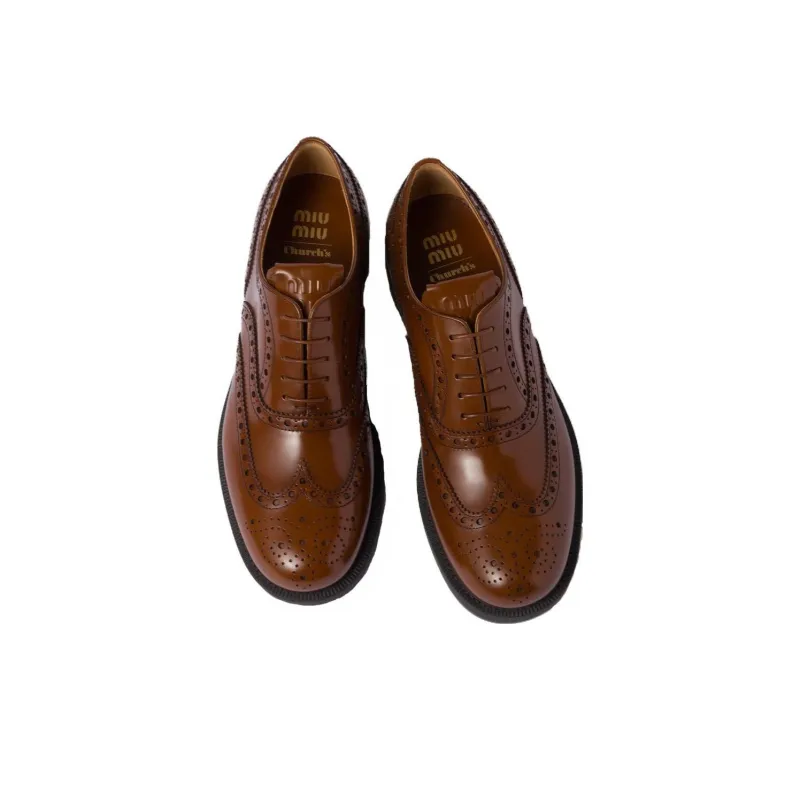 MIU MIU X Church's Leather Brogue Shoes-3