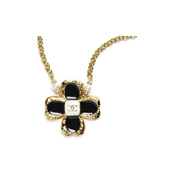 CHANEL Metal Artificial Pearl Rhinestone Crystal Resin Necklaces Women's Gold