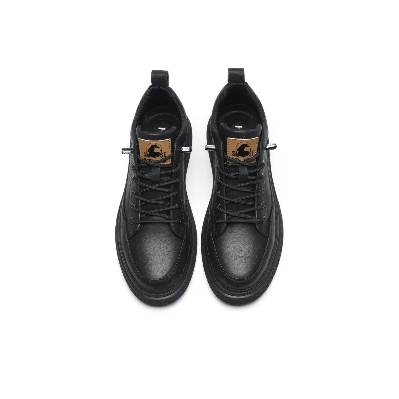 HLA Men's Casual Shoes Men Mid Top Black/Brown-19