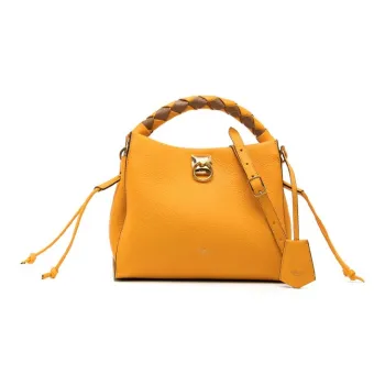 Mulberry Grain Cow Leather Shoulder Bag, Crossbody Bag, Handbag Small Size Women's Yellow