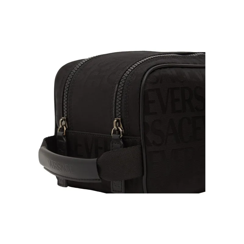 VERSACE Calfskin Storage Bags Toiletry Bags Men's Black-3