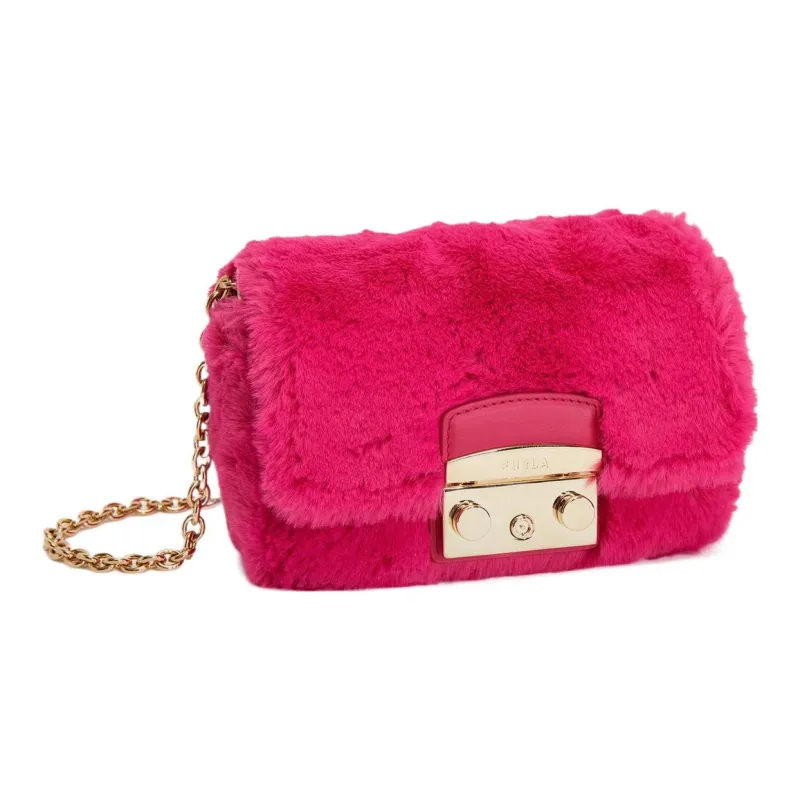 Furla Metropolis Collection Leather Bonded Polyester Shoulder Bag Crossbody Bag Mini Women's Pink-1
