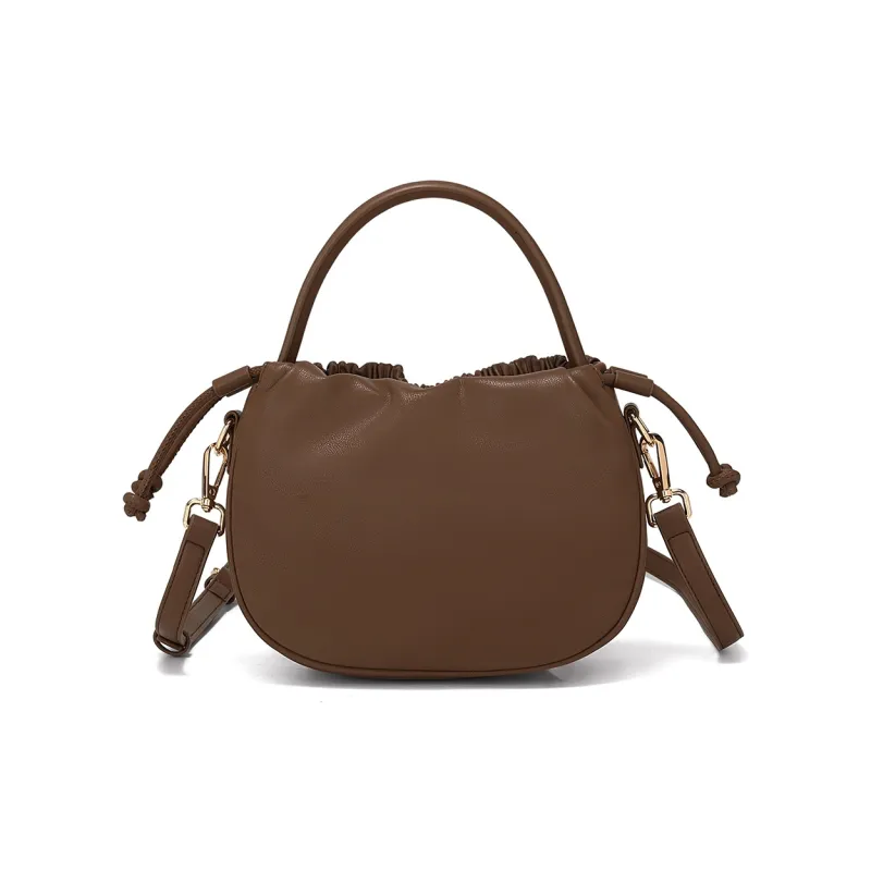 MEXICAN Polyurethane One Shoulder Handbag Regular Women's Dark Brown/Ecru-3