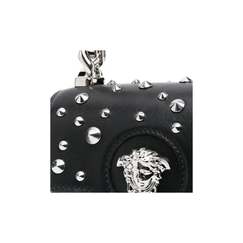 VERSACE Cow Leather Crossbody Handbags Mini Women's Black-3