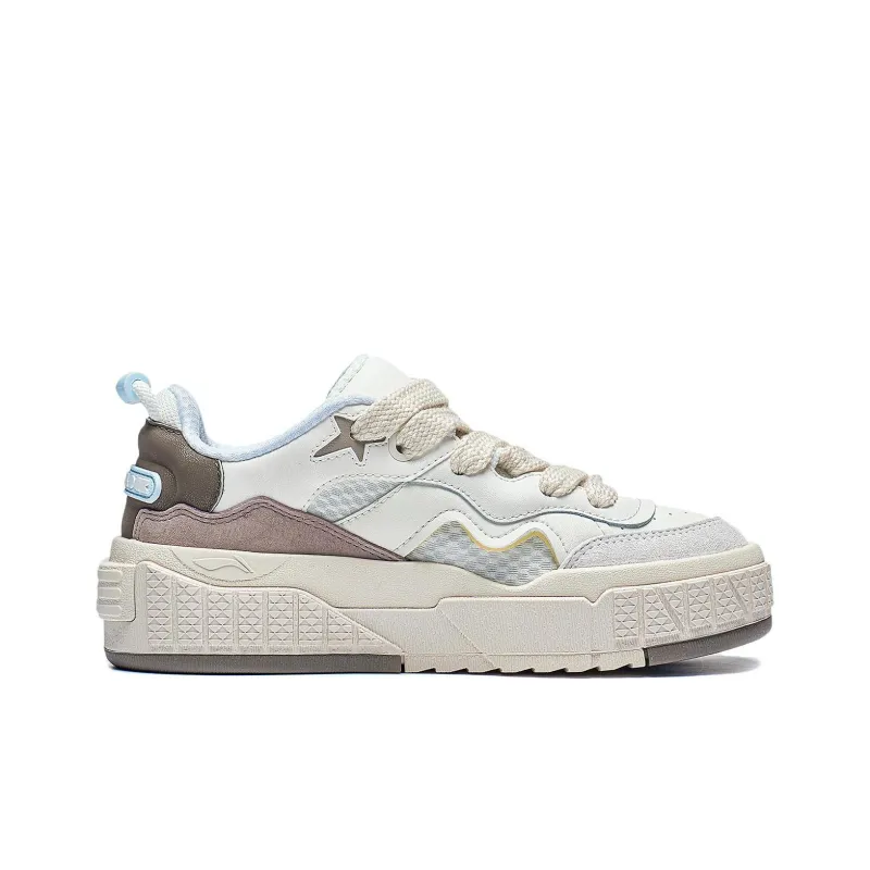 LiNing 001 UNBLOCK Unblock Cushioning Wear Resistant Low Top Casual Shoes Women's Beige White Brown-1
