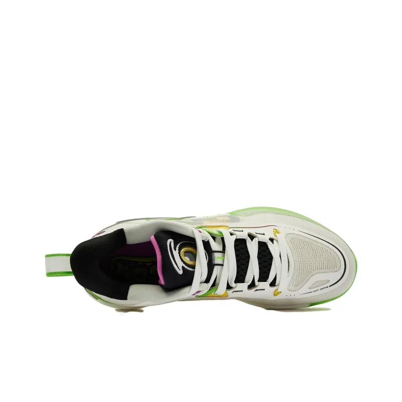 QIAODAN FE1.0 Dinosaur Carrying Wolf Color Scheme Durable Breathable Low Top Basketball Shoes Men's Green White-3