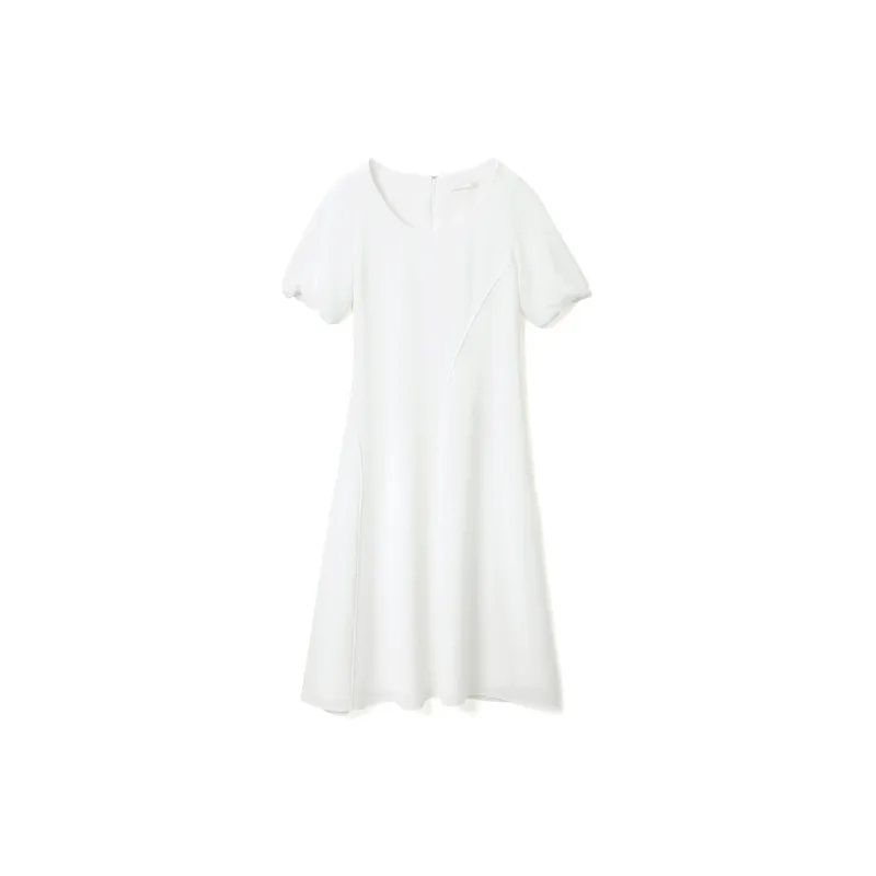 OVV Short Sleeved Dresses Women's Raw White Solid Color 09-2