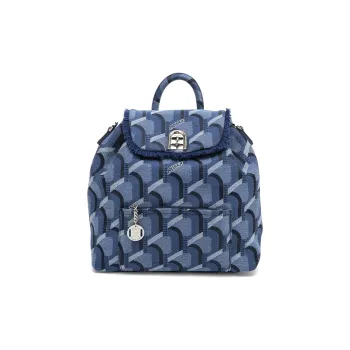 ROSA.K Leather With Denim Handbag, Backpack, Backpack Medium Size Unisex Denim Blue/Black/Pink