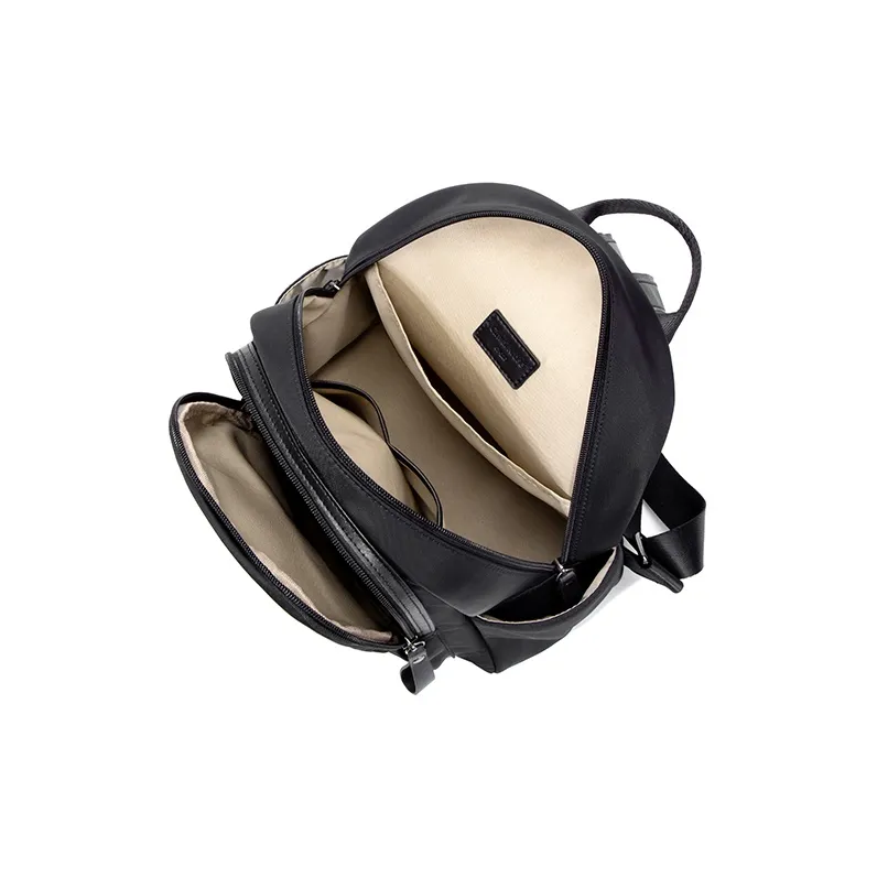 Simvay Clos Fabric With Synthetic Leather Travel Laptop Bag Backpack Medium Size Women's Black-6