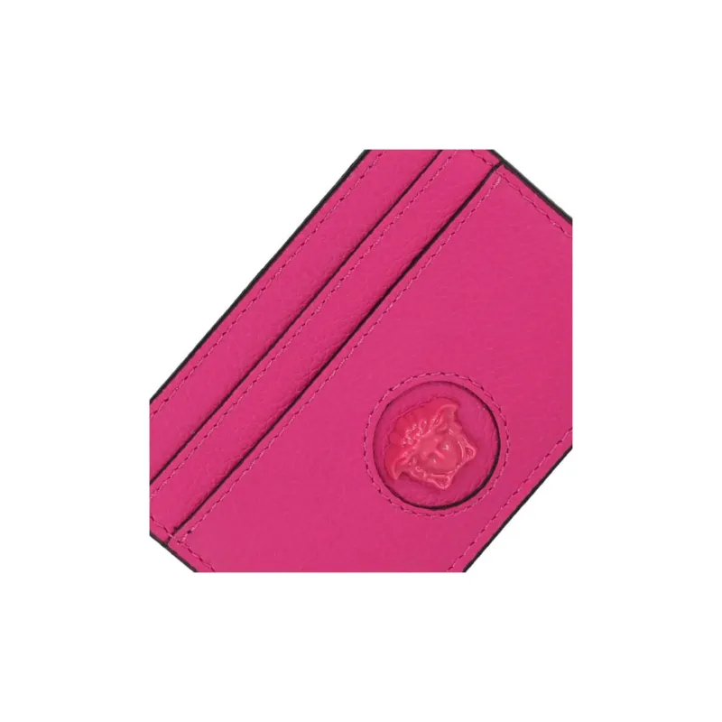 VERSACE La Medusa Cow Leather Card Holder Women's Fuchsia-4