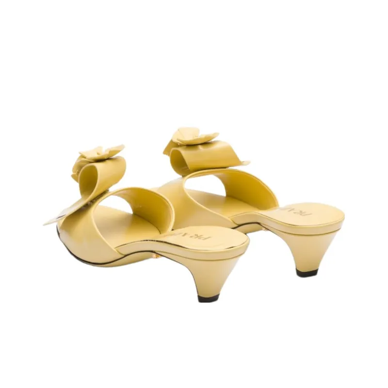 PRADA Slide Slippers 4.5cm Women's Yellow-3
