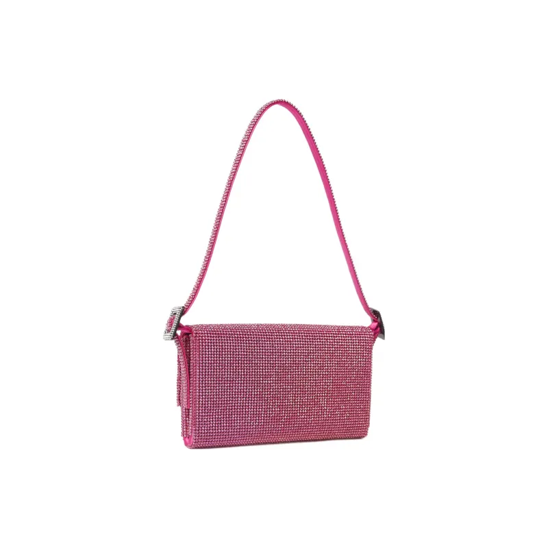 BENEDETTA BRUZZICHES Aluminum Mesh Inlay Crystal Rhinestone Handbag Shoulder Bag Small Size Women's Pink-1