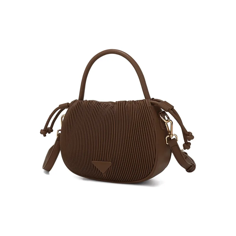 MEXICAN Polyurethane One Shoulder Handbag Regular Women's Dark Brown/Ecru-1