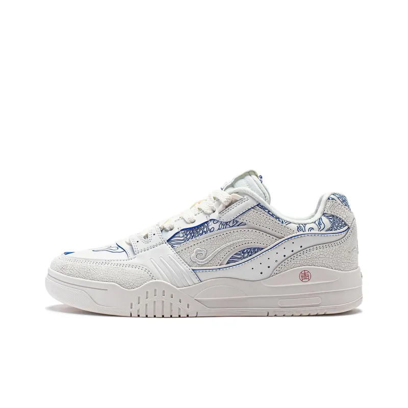 LiNing Yuebai Qingying Anti Slip Wear Resistant Low Top Casual Shoes Unisex White Blue-0