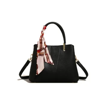 HAWA PU Handbag Medium Size Women's Black/Burgundy/Jasper
