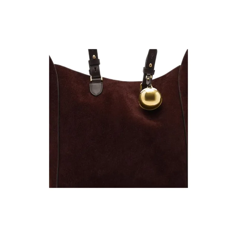Burberry Calfskin Suede Tote Bag Shopping Bag Handbag Medium Size Women's Cocoa Brown-4