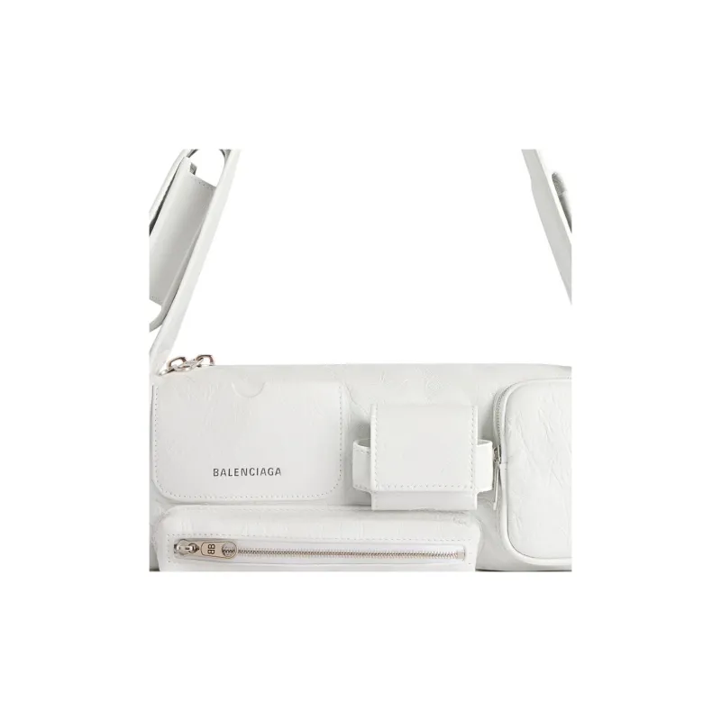 Balenciaga Superbusy Lambskin Handbag Shoulder Bag Mini Women's White-4