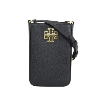 TORY BURCH Grained Leather Cell Phone Pouch, Shoulder Bag, Crossbody Bag Small Size Women's Black