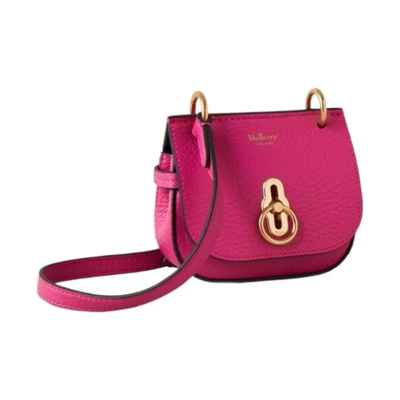 Mulberry Cow Leather Crossbody Bag Shoulder Bag Women's Rose Red-1