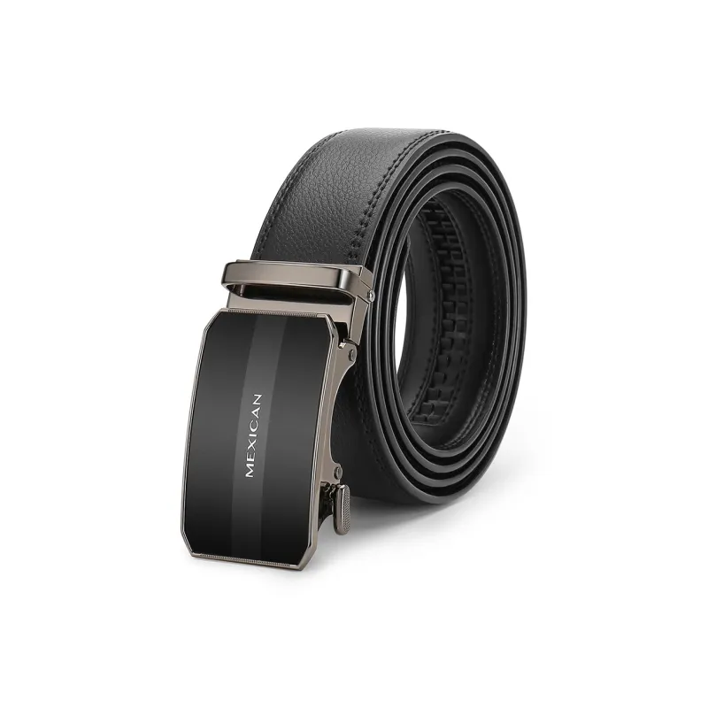 MEXICAN Mirror Finish Alloy Automatic Buckle Cow Split Leather Leather Belts Men's Width  3.5cm-2