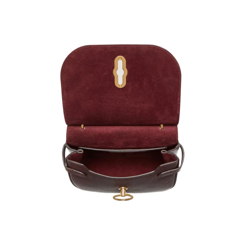 Mulberry Grain Cow Leather Shoulder Bag, Crossbody Bag Trumpets Women's Burgundy-3