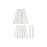 Pure White-Long-Sleeved Shirt and Shorts