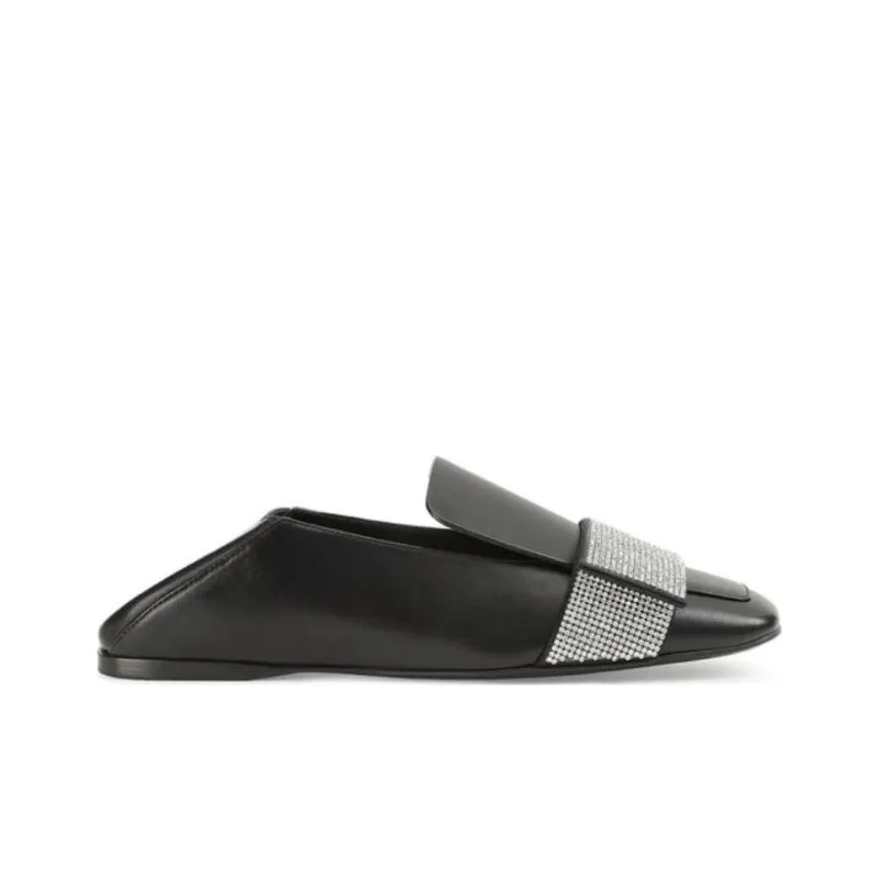 SERGIO ROSSI Crystal-embellished Leather Ballerina Shoes-1