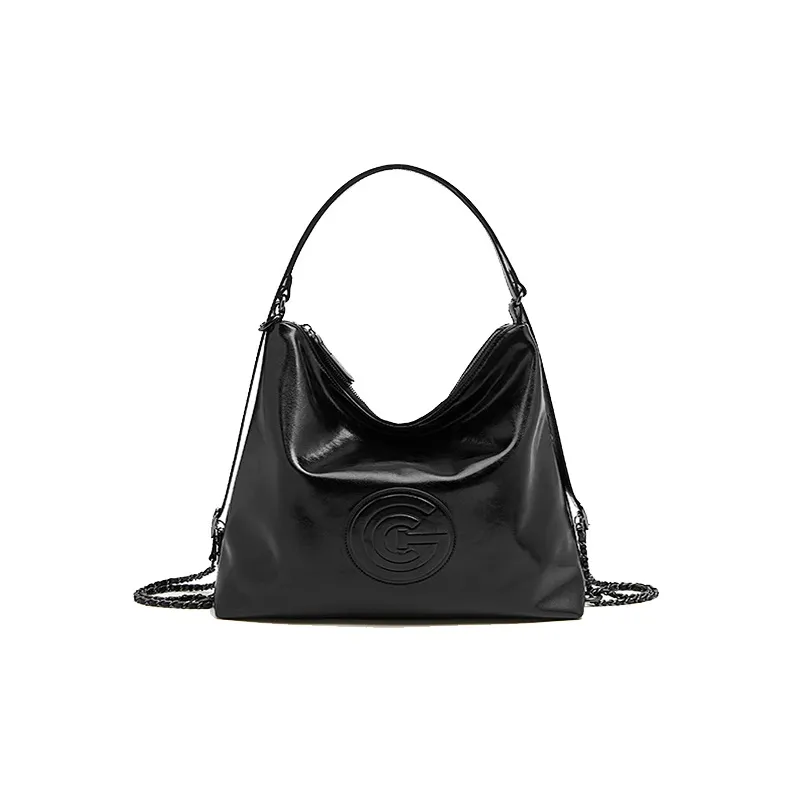 FOXER Synthetic Leather Tote Bag Shopping Bag Handbag Shoulder Bag Women's Black White-1