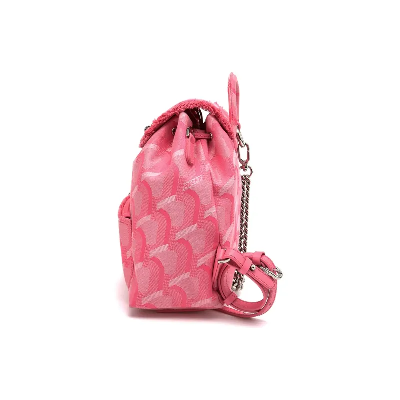 ROSA.K Leather With Denim Handbag, Backpack, Backpack Medium Size Unisex Denim Blue/Black/Pink-14